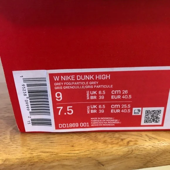 Nike dunk highgrey fog / womens 9/ mens 7.5 - Picture 6 of 6